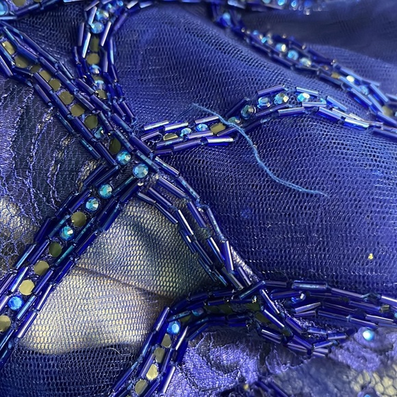 Blue Halter Prom Gown dress size 4 MISSING MANY GEMS - Picture 13 of 14